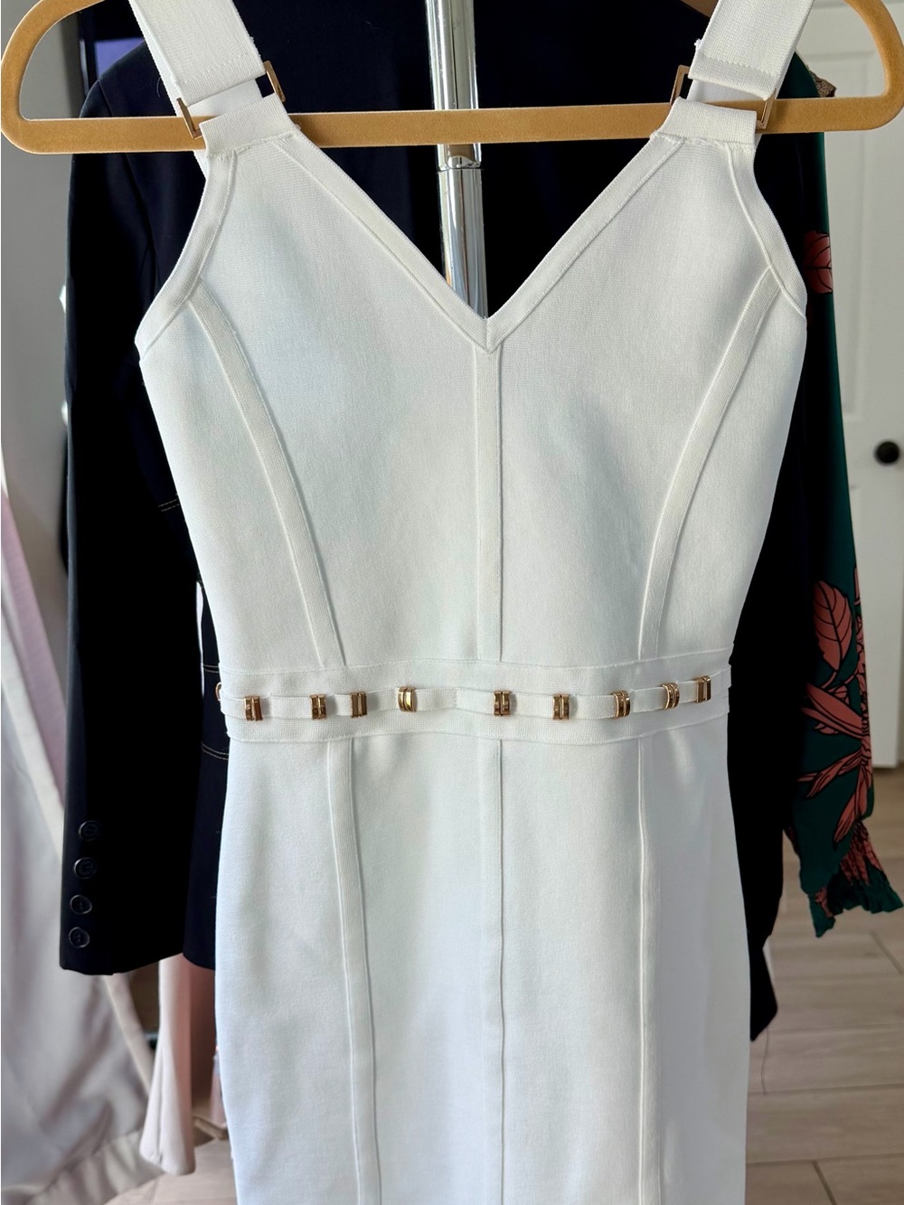 VENUS White Mini Dress with Gold Accent